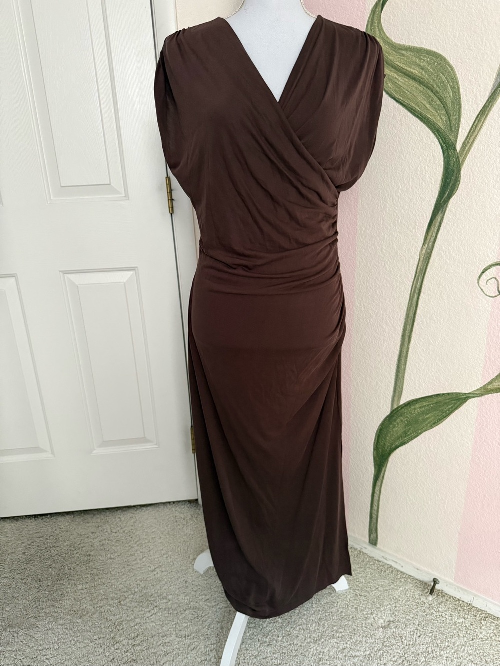 Primark Chocolate Brown Draped Maxi Dress
